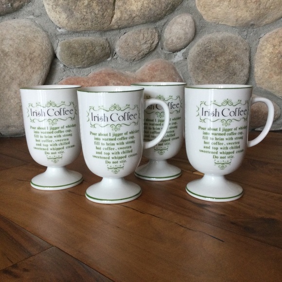 ✔️ Irish Coffee Pedestal Mugs Set of 4 - Picture 1 of 6
